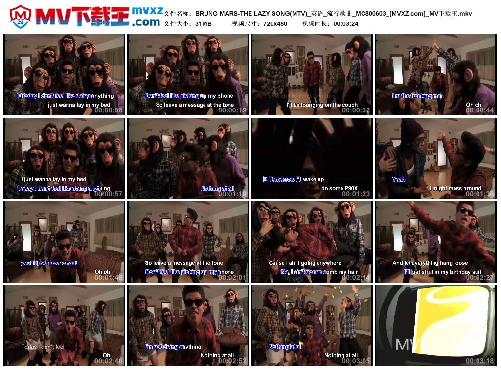 BRUNO MARS-THE LAZY SONG(MTV)_英语_流行歌曲_MC800603